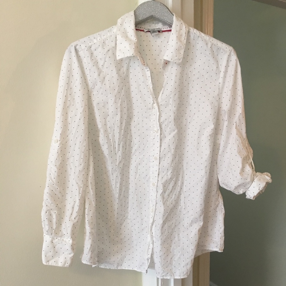 NWOT White w/ black polka dots Blouse. 1X